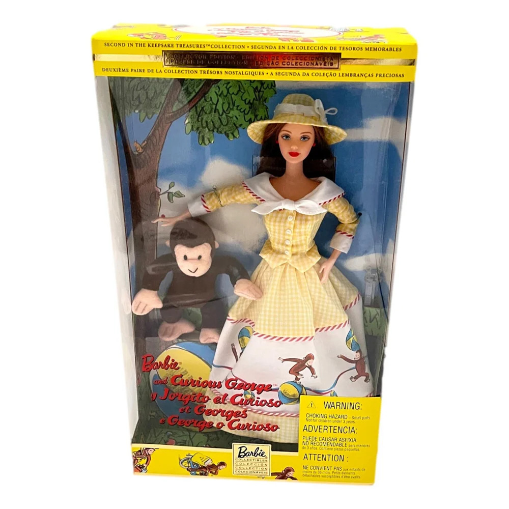 Vintage Barbie Fashion Doll Curious George Collectible Keepsake‎ Ed 2000 NEW